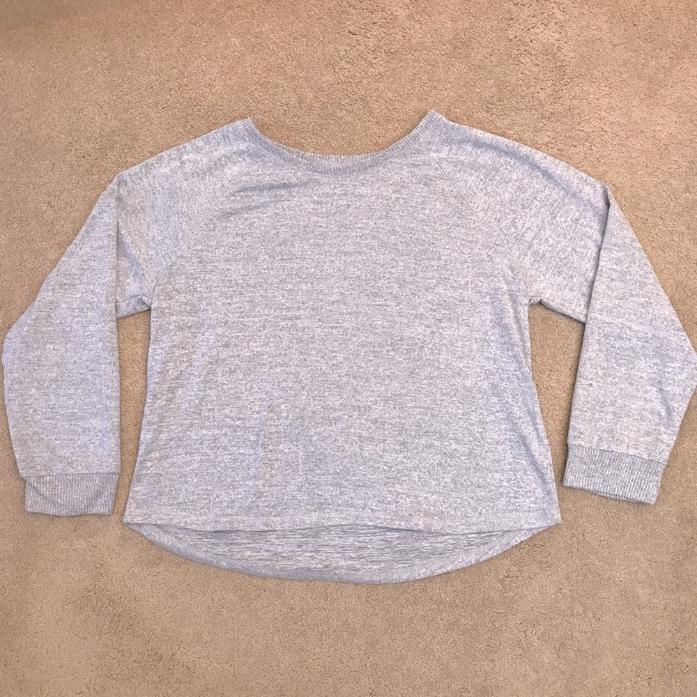 Live Love Lounge Karen Neuburger Fleece Knit Top Size XXL Grey High Low Curve